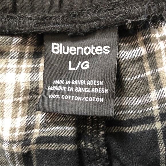 🔥5/$35🔥 Bluenotes Black & Grey Plaid Flannel Pyjama Pants | L​​ - Picture 3 of 4